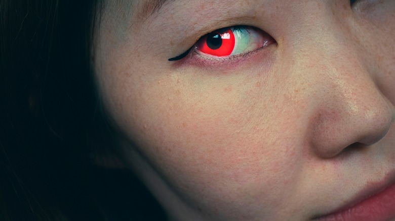 female red eye makeup