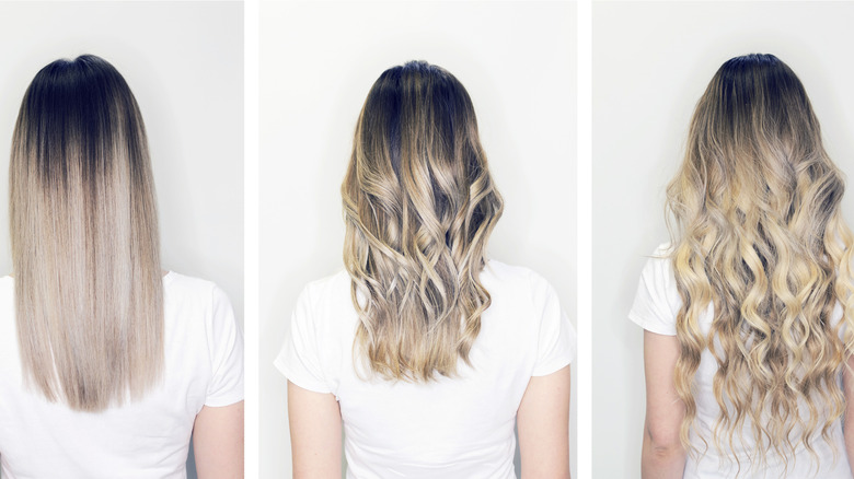 woman with blonde hair extensions