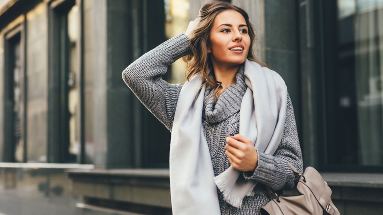 Woman wearing sweater 