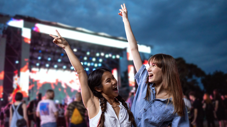 Two friends at a concert