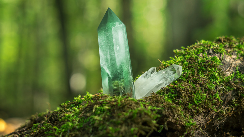 Green aventurine quartz in nature