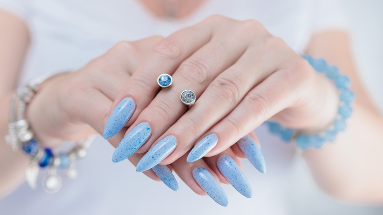 Long baby blue nails