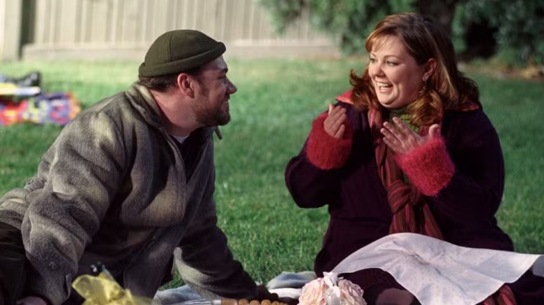 Jackson Douglas and Melissa McCarthy are photographed on set of WB's Gilmore Girls as Sookie and Jackson