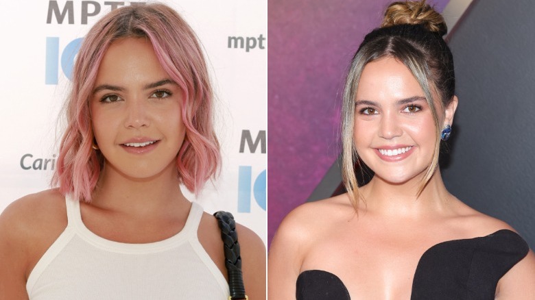 Bailee Madison poses for photos with her newly pink hair