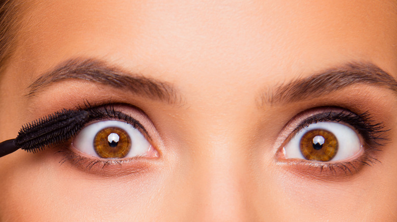 Mascara being applied