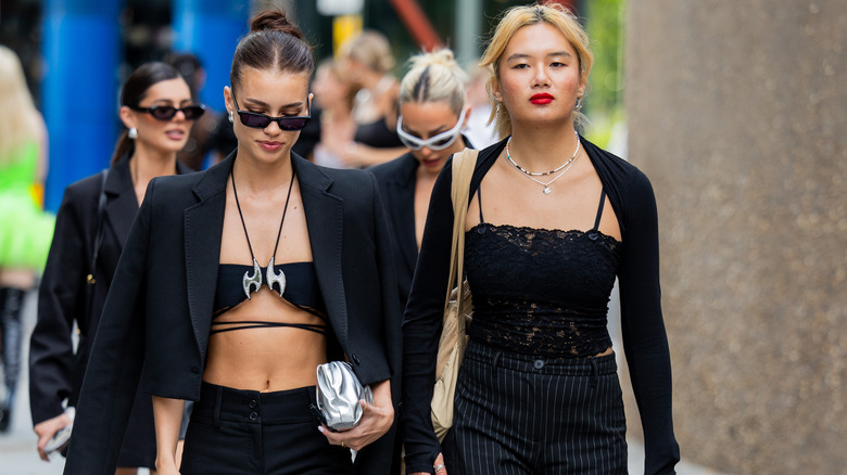 Woman wearing black bolero