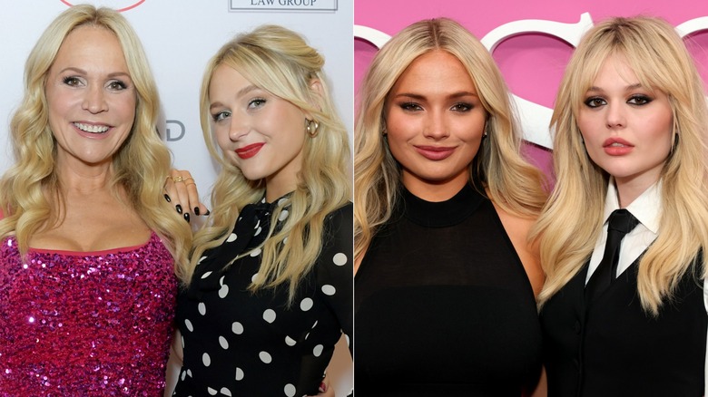 Side-by-side photos of Barbara Alyn Woods and youngest daughter Alyvia Lind (left) and her older daughters Natalie and Emily Lind (right).