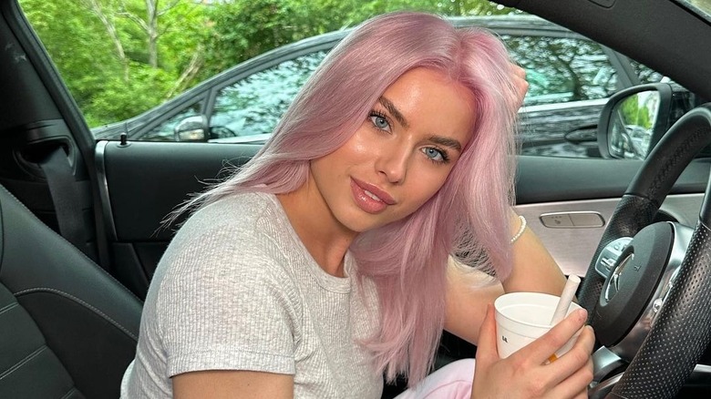 woman with pink hair