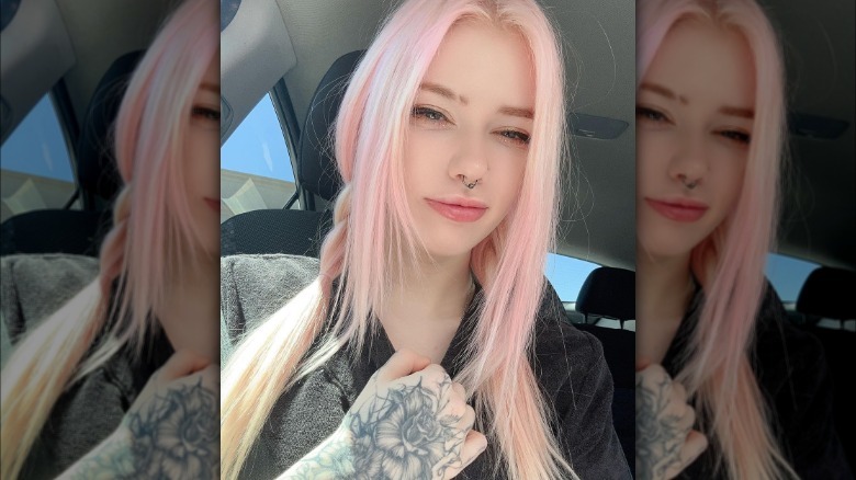woman with pink hair