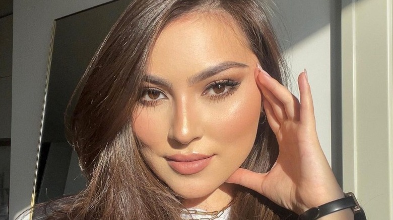 woman with shiny blush