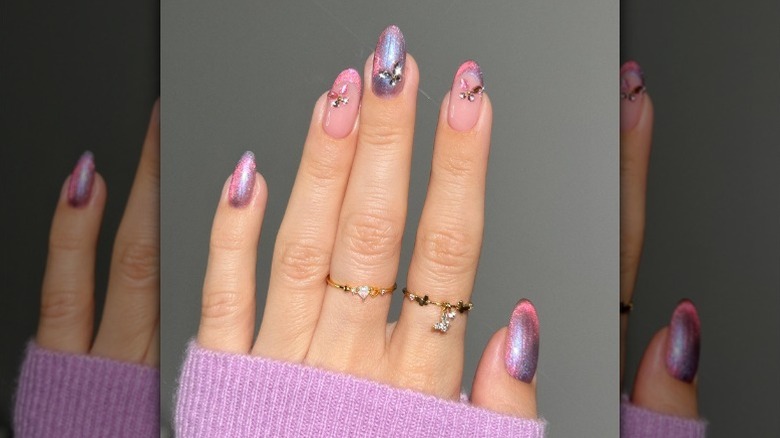 Barbie nails with butterflies