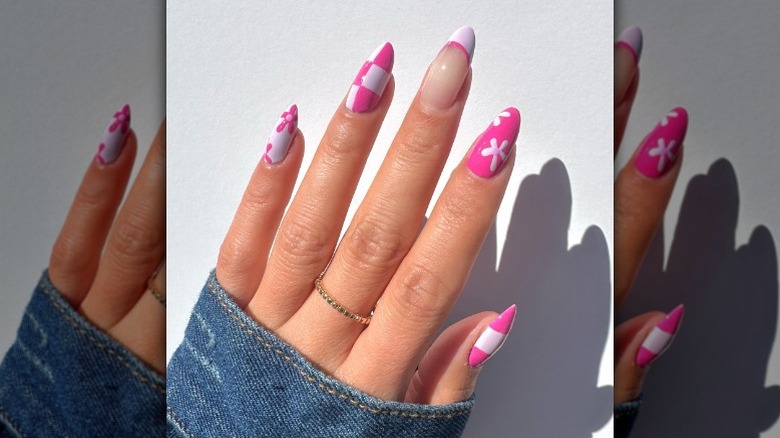 Mismatched Barbie nails