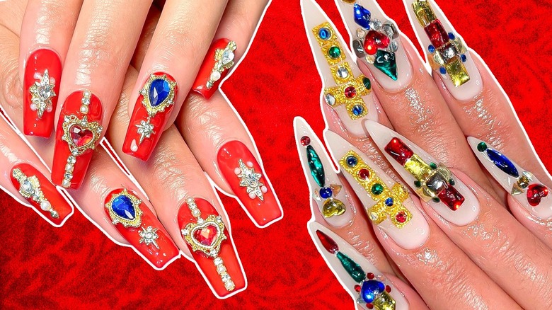 Women wearing baroque nail trend