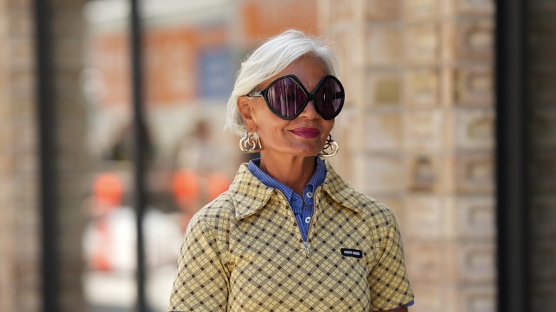 A woman with a French bob haircut