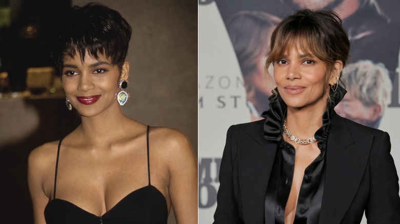 halle berry at an awards show in 1992 & at premiere of crime 101 in february 2026