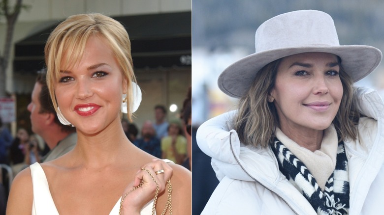 Arielle Kebbel in 2004 with blond hair and then in 2026 with a hat and a blunt bob