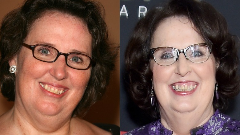 Phyllis Smith smiles at events in 2005 and in 2019