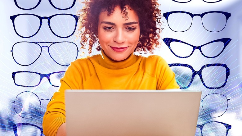 Woman shops for glasses online 