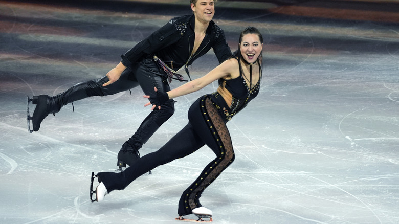 Allison Reed and Saulius Ambrulevicius of Team Lithuania figure skating during the 2026 Winter Olympics