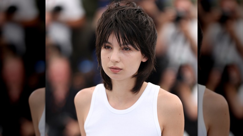 Woman with a shag haircut