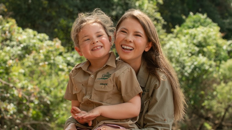 Bindi Irwin in a black mock turtleneck and side part bob at the 2023 Steve Irwin gala.