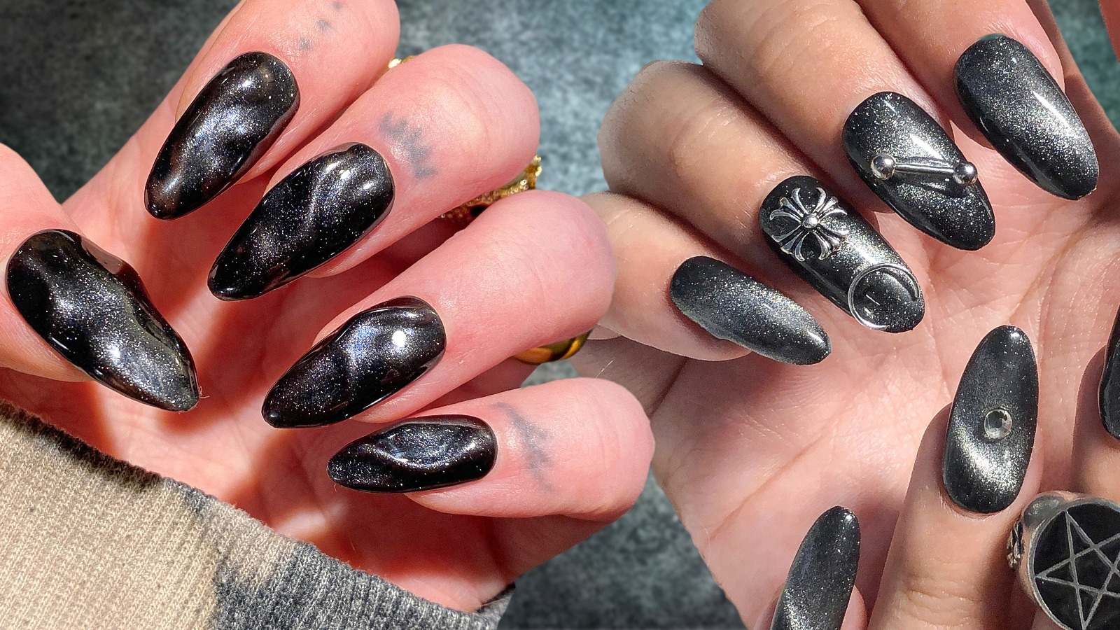 Black chrome nails