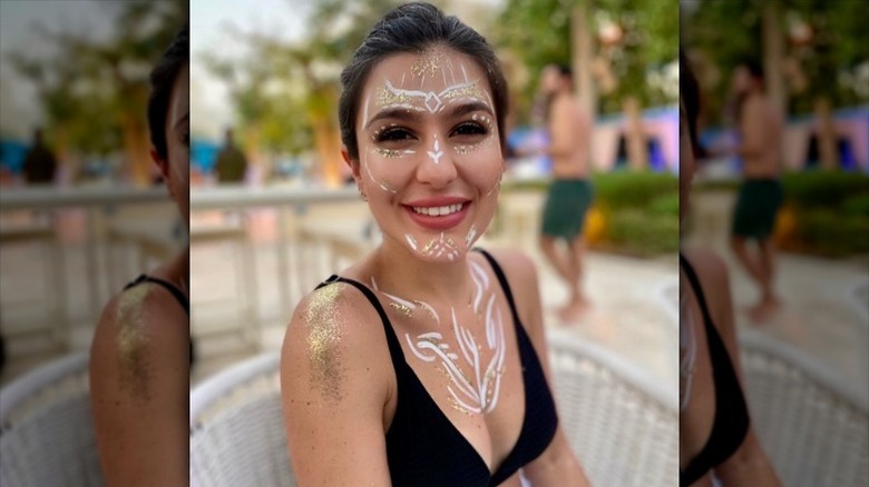 woman with artistic body glitter