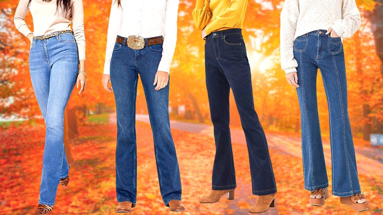 Women wearing bootcut jeans.