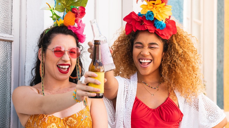 College women having a party drink