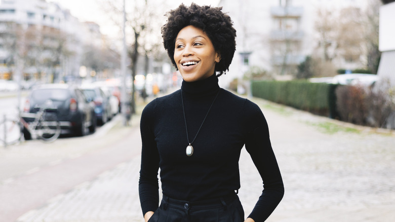 Woman black outfit