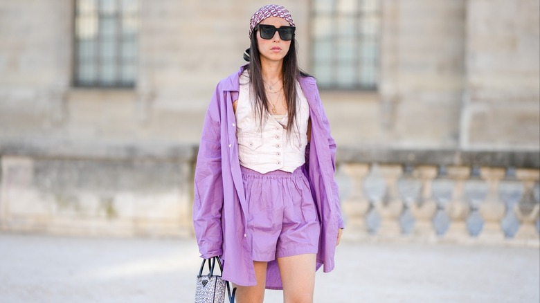 Gabriela Berdugo wearing purple boxers