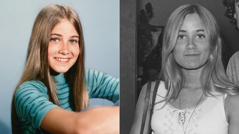 Maureen McCormick in a teal striped shirt in 1972 / Maureen McCormick in a tank top in 1972
