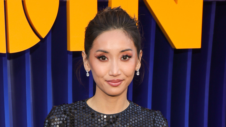 Brenda Song in a sequined dress