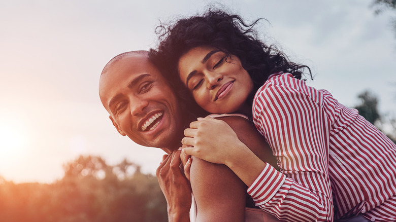 couple laughing and smiling