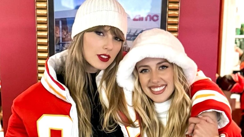 Brittany Mahomes posing with Taylor Swift