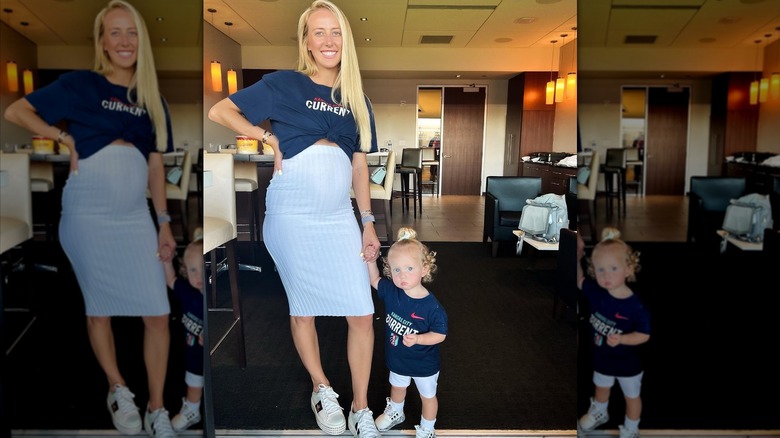 Pregnant Brittany Mahomes in Current's t-shirt