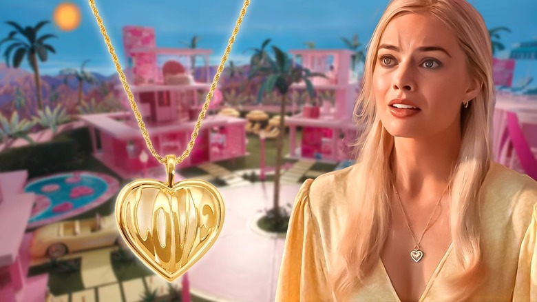 Barbie wearing heart necklace