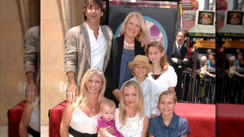Chimene and Cameron Diaz with their mother, Chimene's ex Robby Armstrong and their four children
