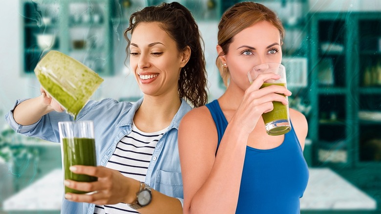 Two women juicing