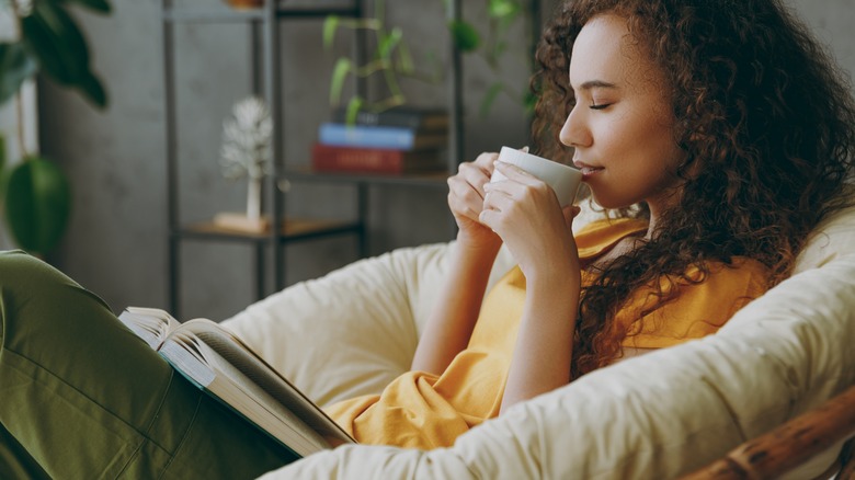 Woman drinking tea