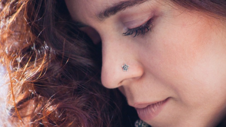 Woman with nose piercing