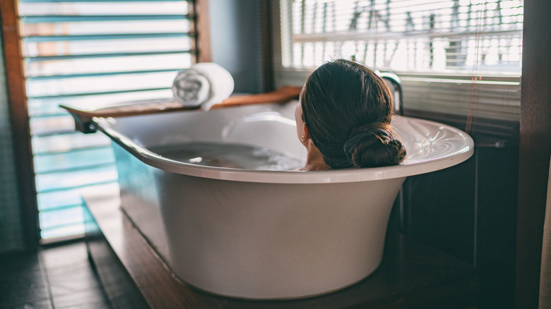 woman having a bath