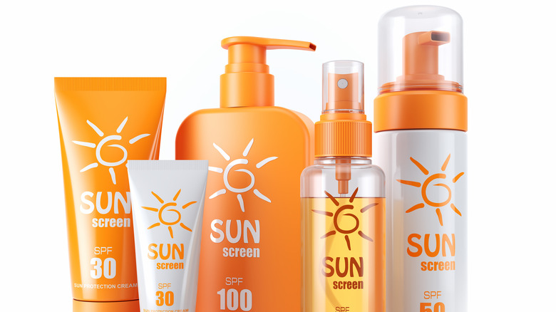 Various containers of sunscreen