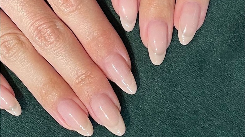Beige cappuccino French manicure nails