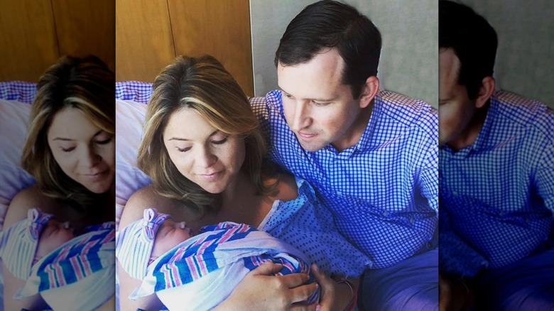 Jenna Bush Hager with her husband and newborn daughter Poppy