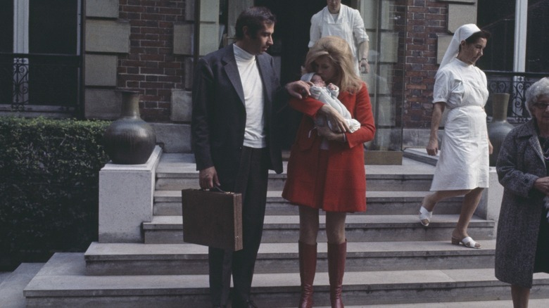 Jane Fonda leaves Belvedere Hospital in Paris, 1968.