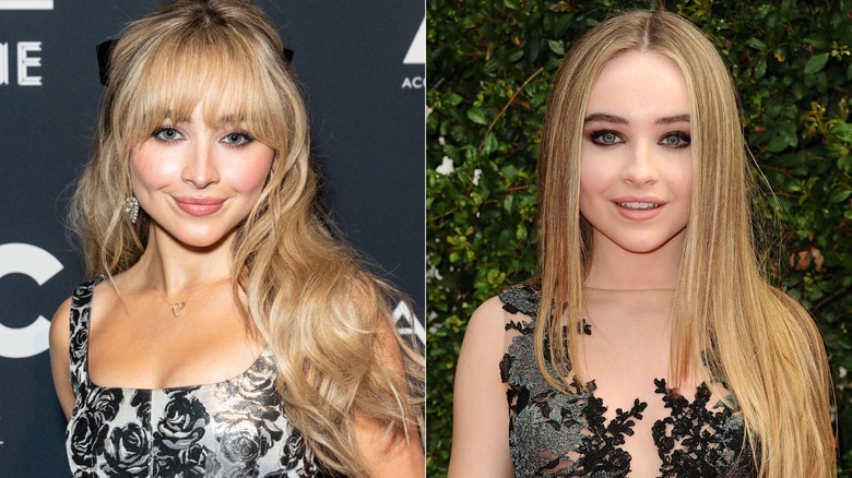 Sabrina Carpenter with and without bangs