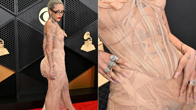 Doja Cat at the 66th Annual GRAMMY Awards red carpet.