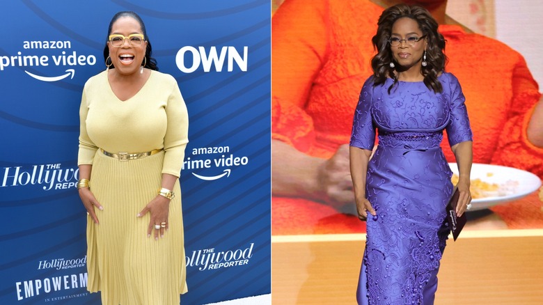Side-by-side of Oprah Winfrey in 2019 and 2024.
