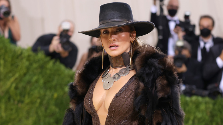 Jennifer Lopez in a Western-inspired outfit at the 2021 Met Gala